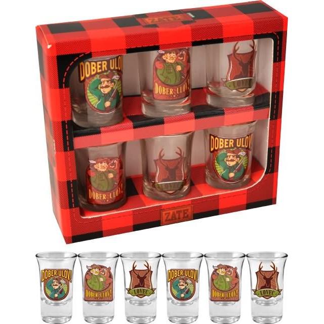 Kozarci za žganje z motivom lovca