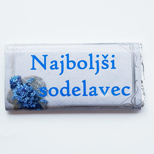 Čokolada s posvetilom za sodelavca