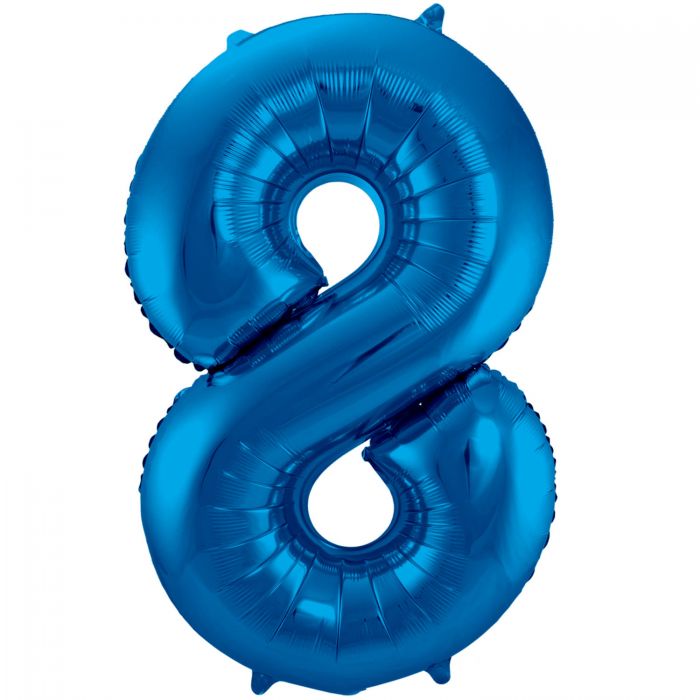 Balon folija, številka 8, modre barve, 86 cm