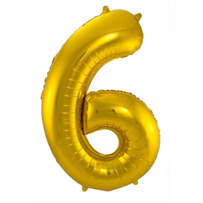 Balon folija, številka 6, zlate barve, 86 cm