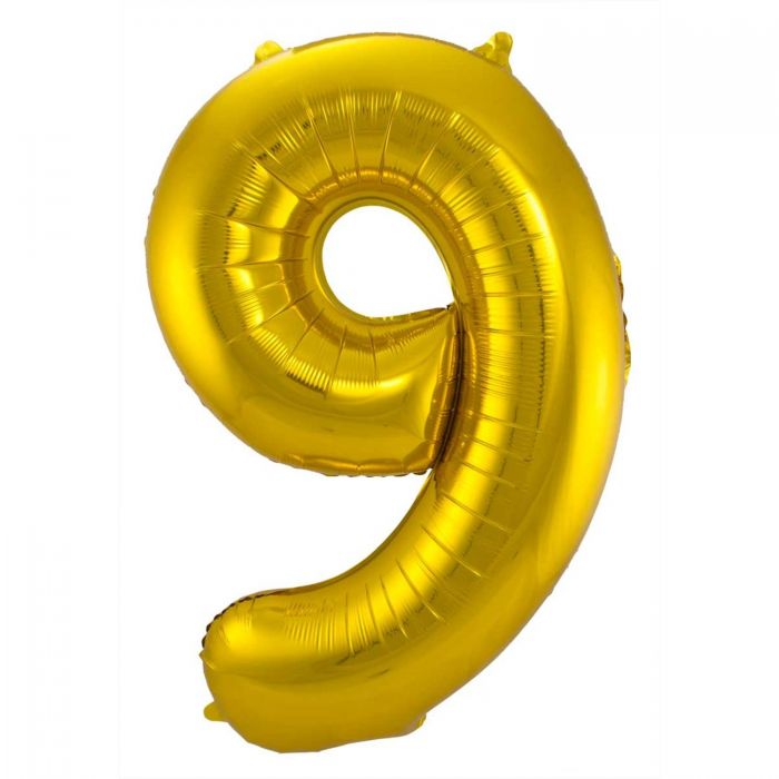 Balon folija, številka 9, zlate barve, 86 cm