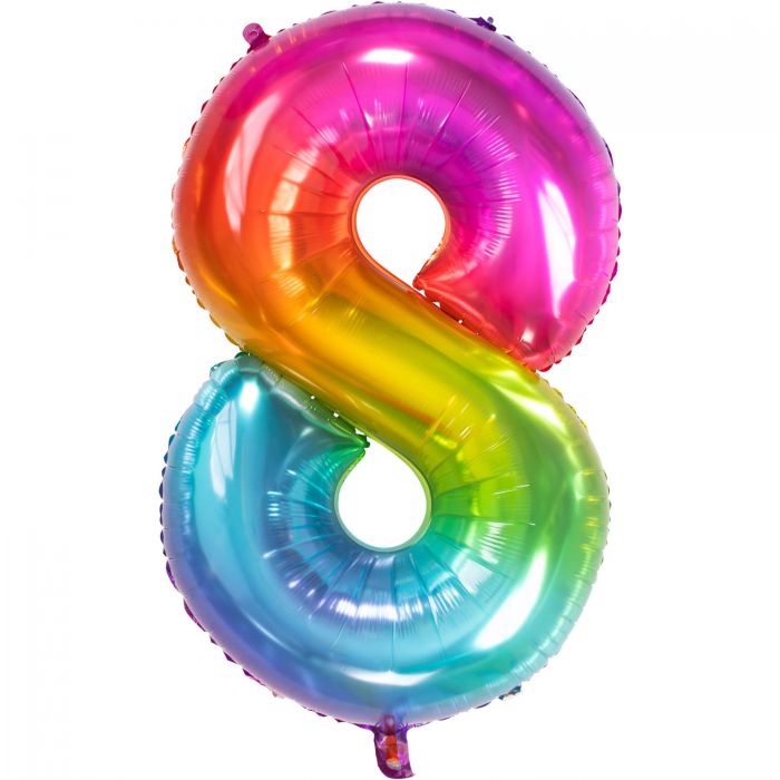Balon folija, številka 8, mavrične barve, 86 cm
