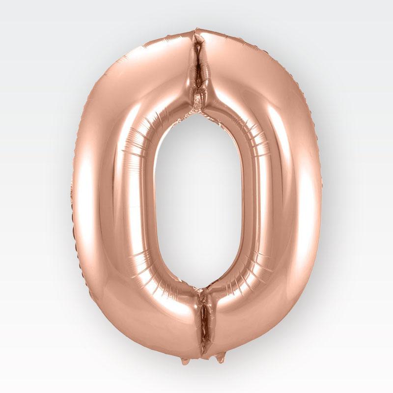 Balon folija, številka 0, rose gold, 86 cm