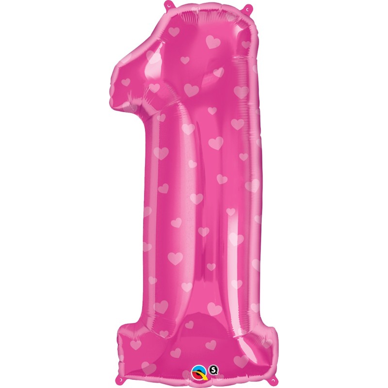 Balon folija, številka 1, Pink stars, 86 cm